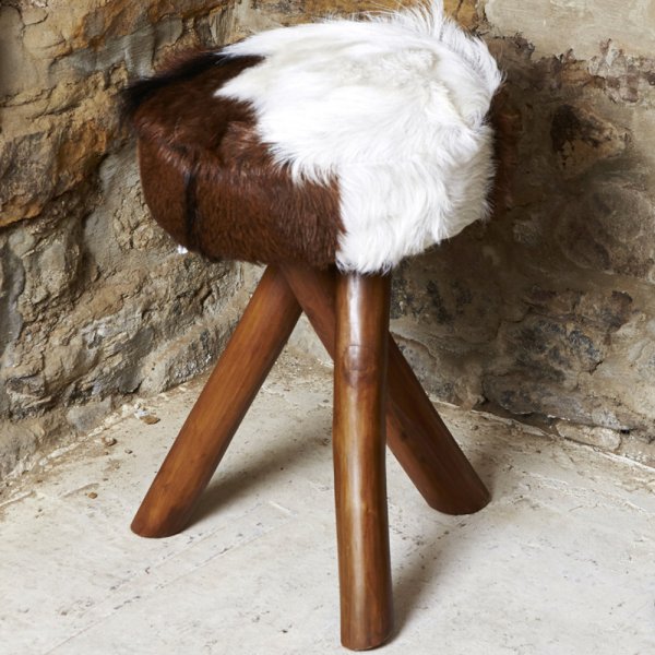 Hide Trio Leg Stool Goat Hide Chairs And Stools 